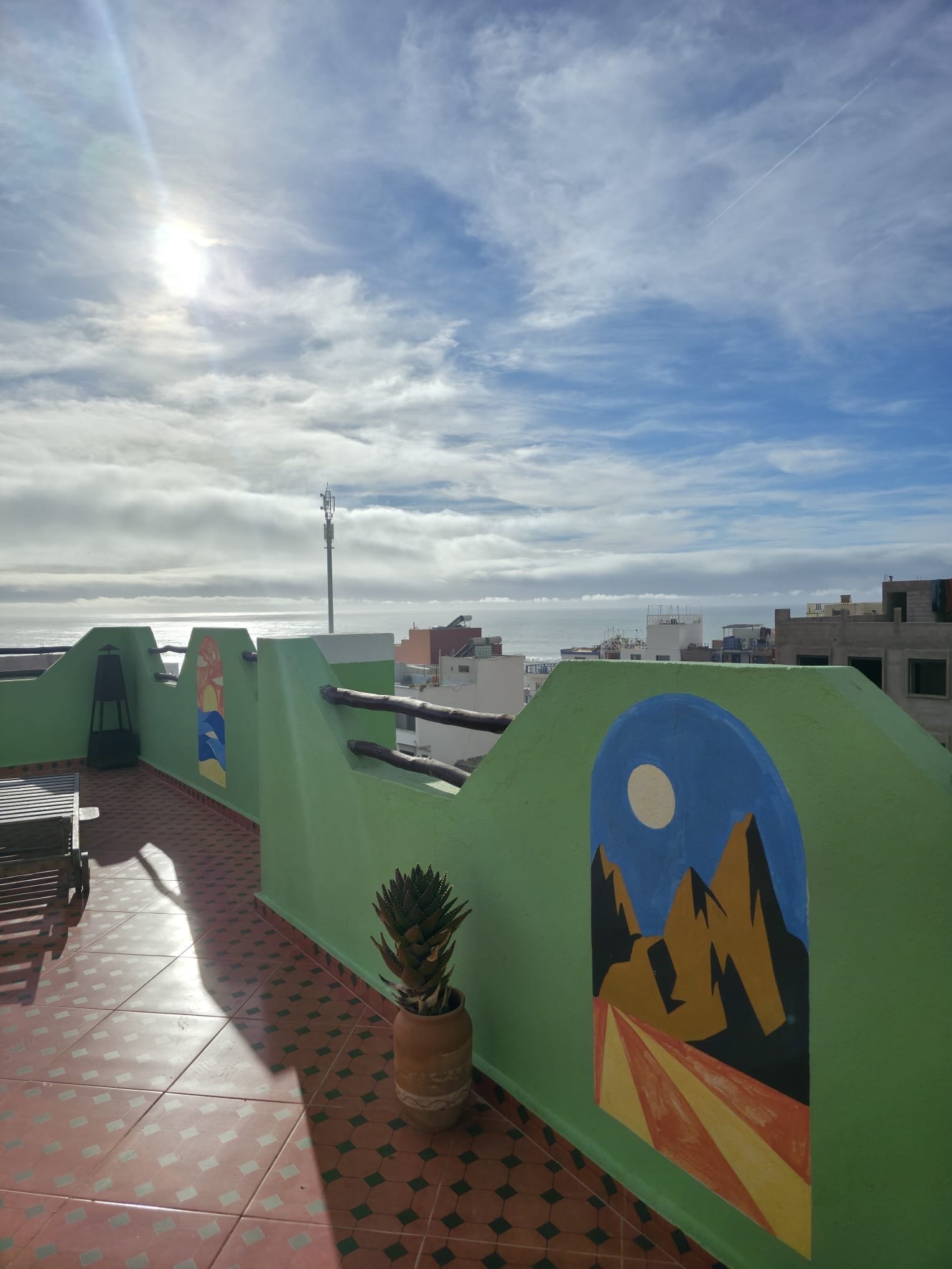 Atlantic view from the rooftop in Imsouane