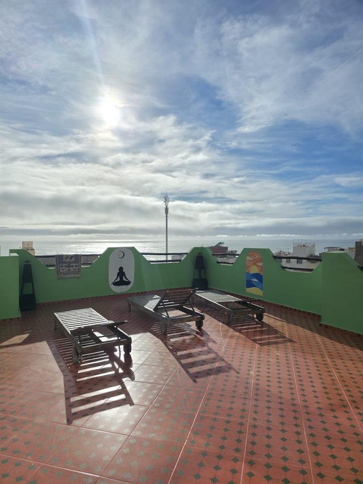 Dar Mouja rooftop solarium with Atlantic ocean view